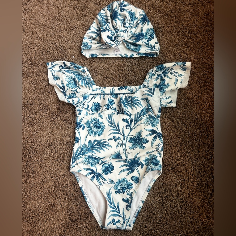 Janie and Jack Blue and White Baby Swimsuit